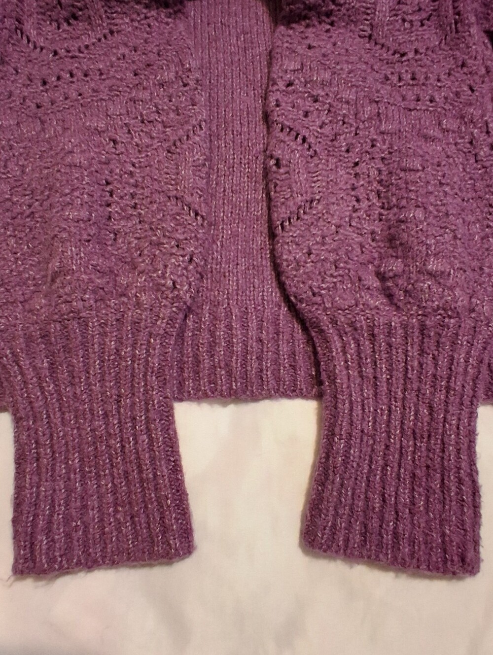 Sundance Yessica Sweater Open Knit Sleeve Women Purple XL Quiet Luxury Preppy - Picture 12 of 16